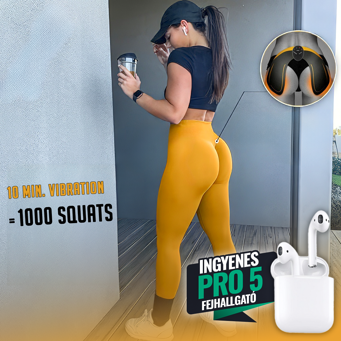 EMS Tréner csípőre és fenékre + INGYENES Vezeték nélküli fejhallgató Pro 5